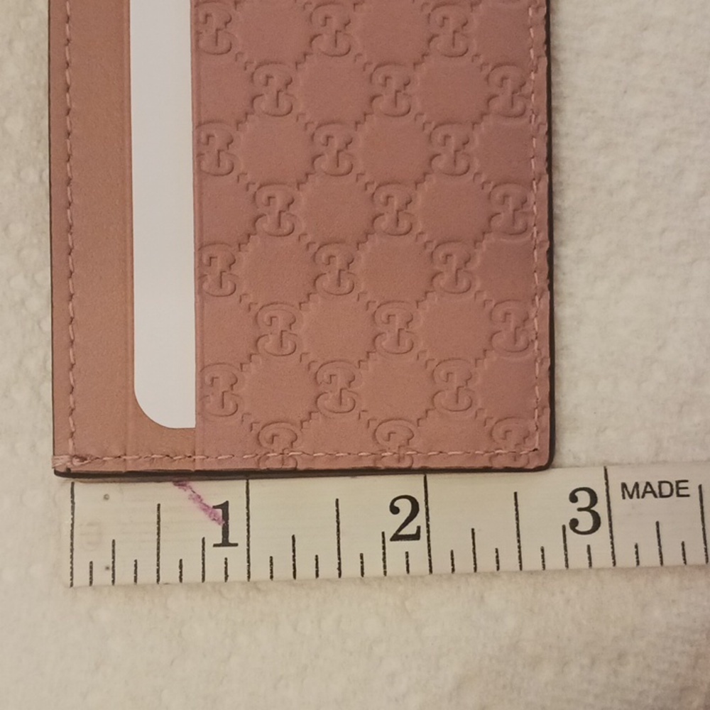NEW Gucci Micro  Guccissima Leather Card Case Holder Pink - Picture 6 of 6